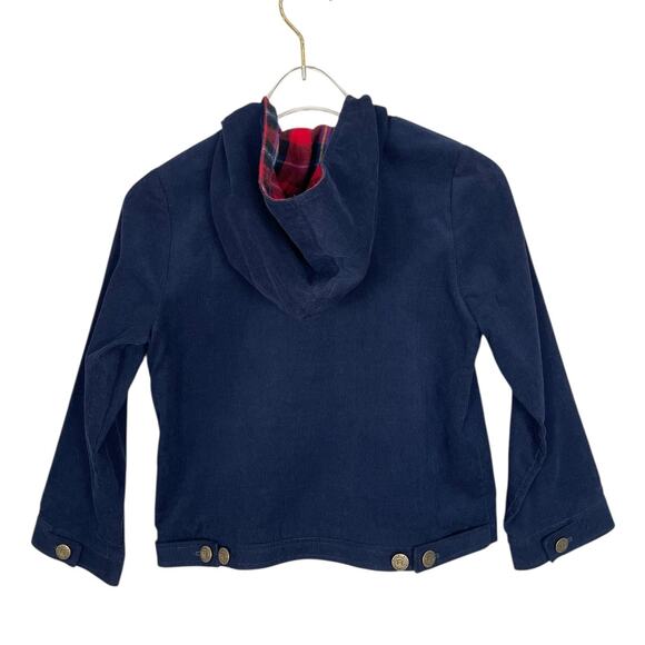 Florence Eiseman Corduroy Full Zip Hooded Jacket Plaid Lined Navy Size 6 Classic - Picture 3 of 7